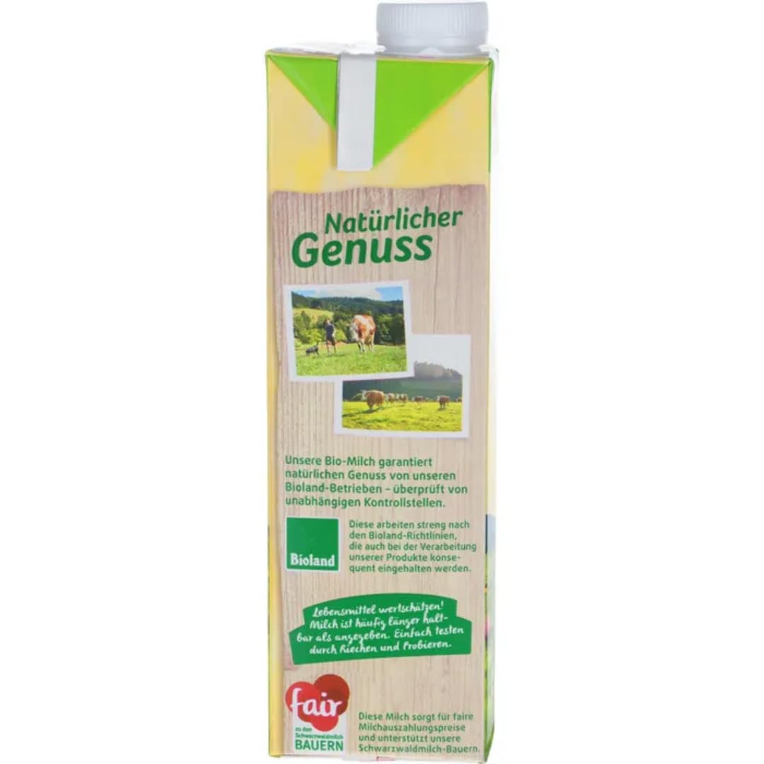 Schwarzwaldmilch Milch fettarme H-Milch 1,5% Fett, Haltbare Milch, je 1 Liter, 24 Stück+ pufai