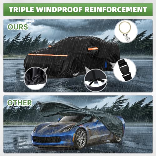 Image of Car Cover for Corvette C7 Stingray /Z51 /Z06 (2014-2019), Vehicle Cover Waterproof All Weather with Zipper Door, 6-Layer Heavy Duty Car Cover for Sun, Dust,Rain & Snow Protection, Indoor & Outdoor Use