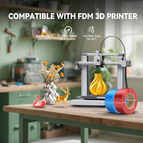 Image of SUNLU 500g Silk PLA Filament Refill, Silk PLA Plus Refill 4 Packs, No-Spool 3D Printer Silk Filament 1.75mm 2KG for Reusable Spools, Compatible with Bambu Lab 3D Printers, 0.5KG /Roll Silk Silver