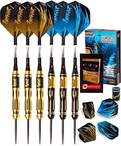 IgnatGames Dardos Punta de Acero  22g Dardos Profesionales con Ejes de Aluminio y 2 Estilos de Plumas + Afilador y Estuche