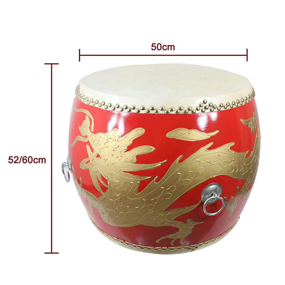 Amazon | 中国太鼓 直径50cm高さ52/60cm赤太鼓/太鼓の列/龍鼓/獅子舞