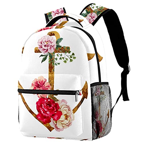 Sac à dos d'écolier pour ordinateur 14 pouces aux motifs de fleurs multicolores