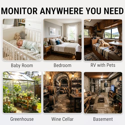 Image of TempPro TP349 Bluetooth Hygrometer Thermometer for House, 260FT Indoor Temperature and Humidity Monitor with APP Alerts, 2-Year Data Export for Bedroom, Greenhouse, Nursery, Cellar