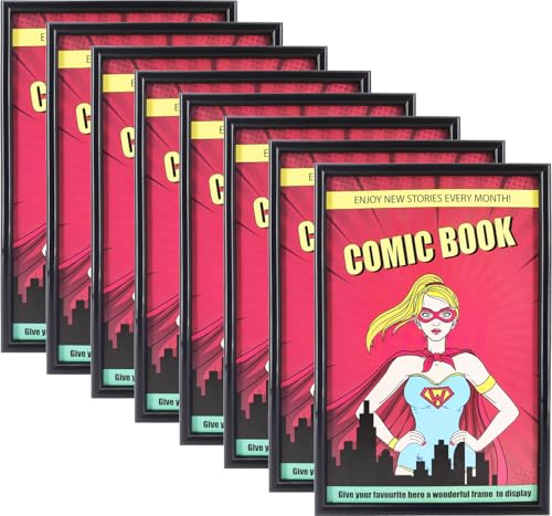 ReqiHome 8 Pack Comic Book Frame 6 3/4x10 1/4 Inch Wall Tabletop Display