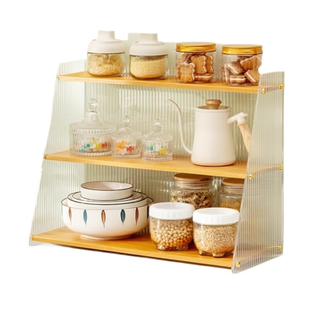YNIYUJKL Spice Rack Spice Organizer Spice Shelf Seasoning Rack Organizer Bamboo Acrylic Kitchen Spice Rack For Countertop Spice Shelf Storage Holder Seasoning Organizer Spice Rack