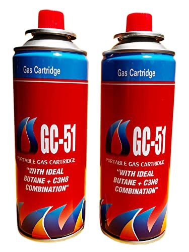 Image of SHoRI Portable Gas Cartridge with Ideal Butane + C3H8 Combination CG51 Easy to Use Perfect Suitable for Camping Stove, Small Stove, Flame Torch, Welding Fuel Gas,(Universal Nozzle /Pin) Pack of 2