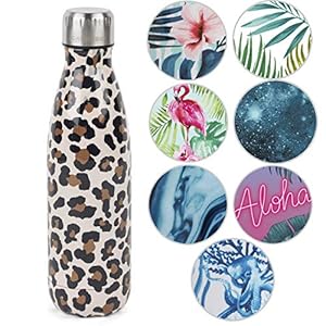 Cambridge CM06513 Watercolour Leopard Thermal Insulated Flask Bottle, 500 ml, Stainless Steel, Keep Drinks Cold Up To 24…