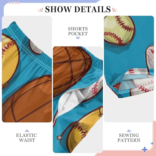 ZZXXB Baseball Pattern Boys Long Pants Soft Trousers Elastic Waist Kids Lounge Bottoms with Pockets S-XL4