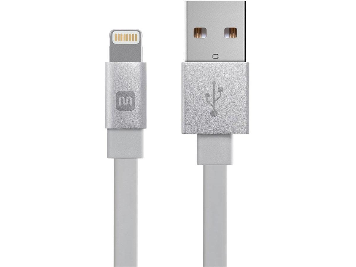 Monoprice 112858 Apple MFi Certified Flat Lightning to USB Charge & Sync Cable - 3 Feet - White Compatible With iPhone X, 8, 8 Plus, 7, 7 Plus, 6, 6 Plus, 5S , iPad Pro - Cabernet Series