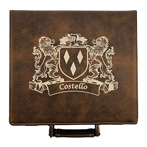 Costello Irish Coat of Arms Leather Poker Set