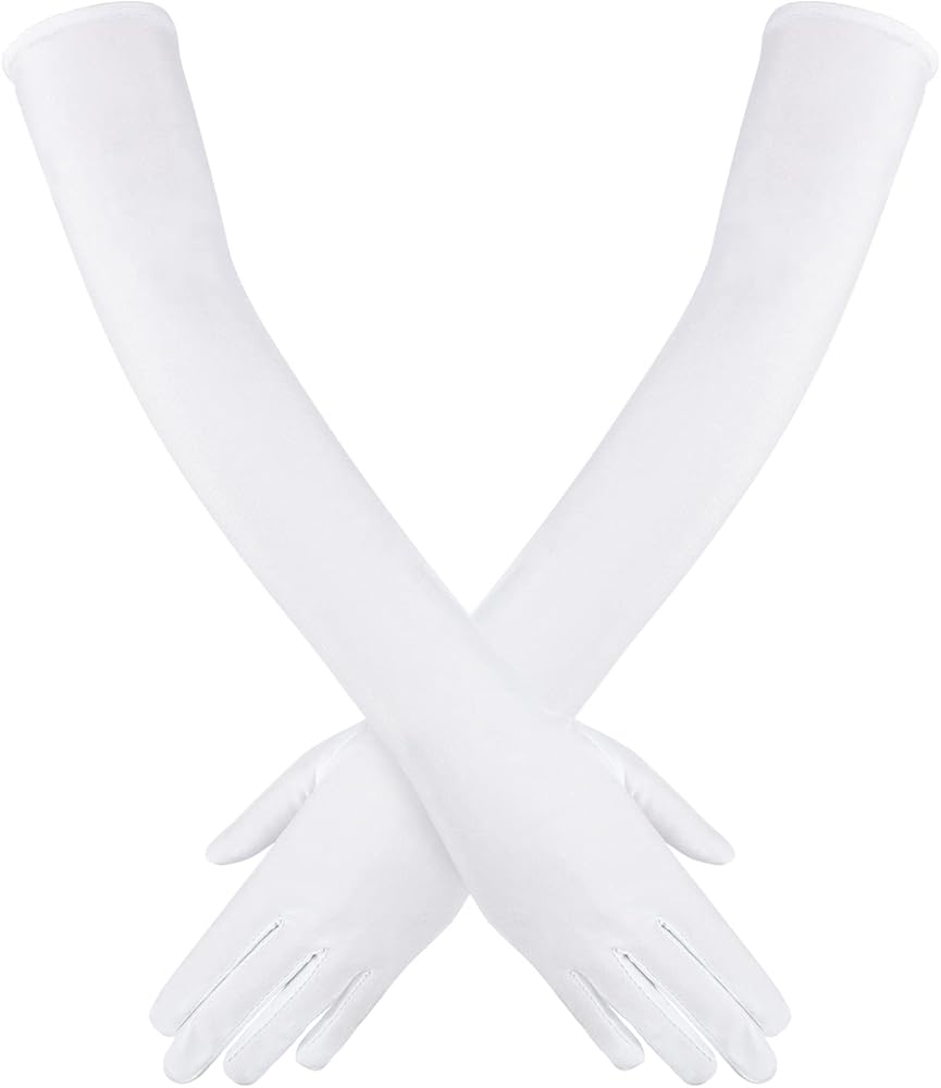 Women’s Satin Elbow-Length Opera Gloves for Weddings and Evening Occasions