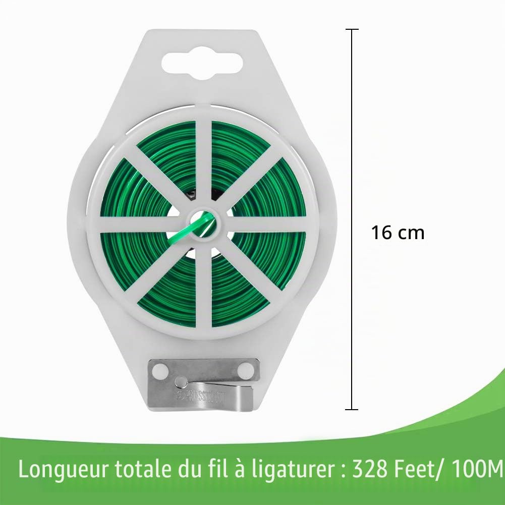 Tenn Well Fil de Serrage pour Jardin, 100 M, Fil Torsadé pour Plantes Grimpantes, Vignes, Arbustes et Fleurs (Vert)
