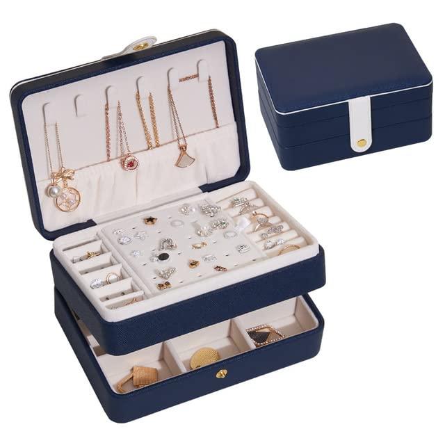 Caja de joyería grande de lujo de cuero de la PU de la moda pendientes de la exhibición del organizador del anillo collar del almacenamiento del viaje titular de la mujer regalos-China, A03