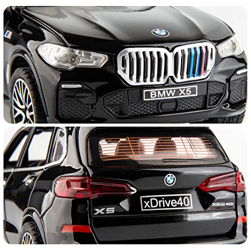 TGRCM-CZ 1/32 X5 SUV Modellauto Spielzeug, Druckguss Legierung Pull Back Auto Modell mit Licht und Sound Spielzeugfahrzeuge für Kinder Schwarz