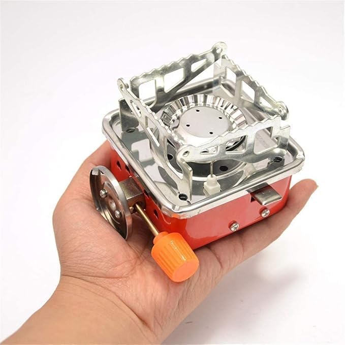 Image of EYUVAA LABEL Portable Camping Stove for Travel Lightweight Backpack Butane Gas Burner, Compact Cooking Stove, Small Foldable Gas Stove for Hiking, Travel, Outdoor Cooking, and Camping (Pack of 1)
