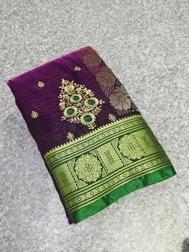 Image of Women's Glory Banarasi Satin Silk Saree with Embroidery Design