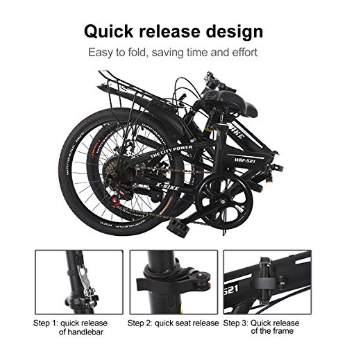 20 inch opvouwbare fiets dames fiets, lichtgewicht stad compacte fiets stedelijke forenzen draagbare fietsen 6 speed… - Afbeelding 4