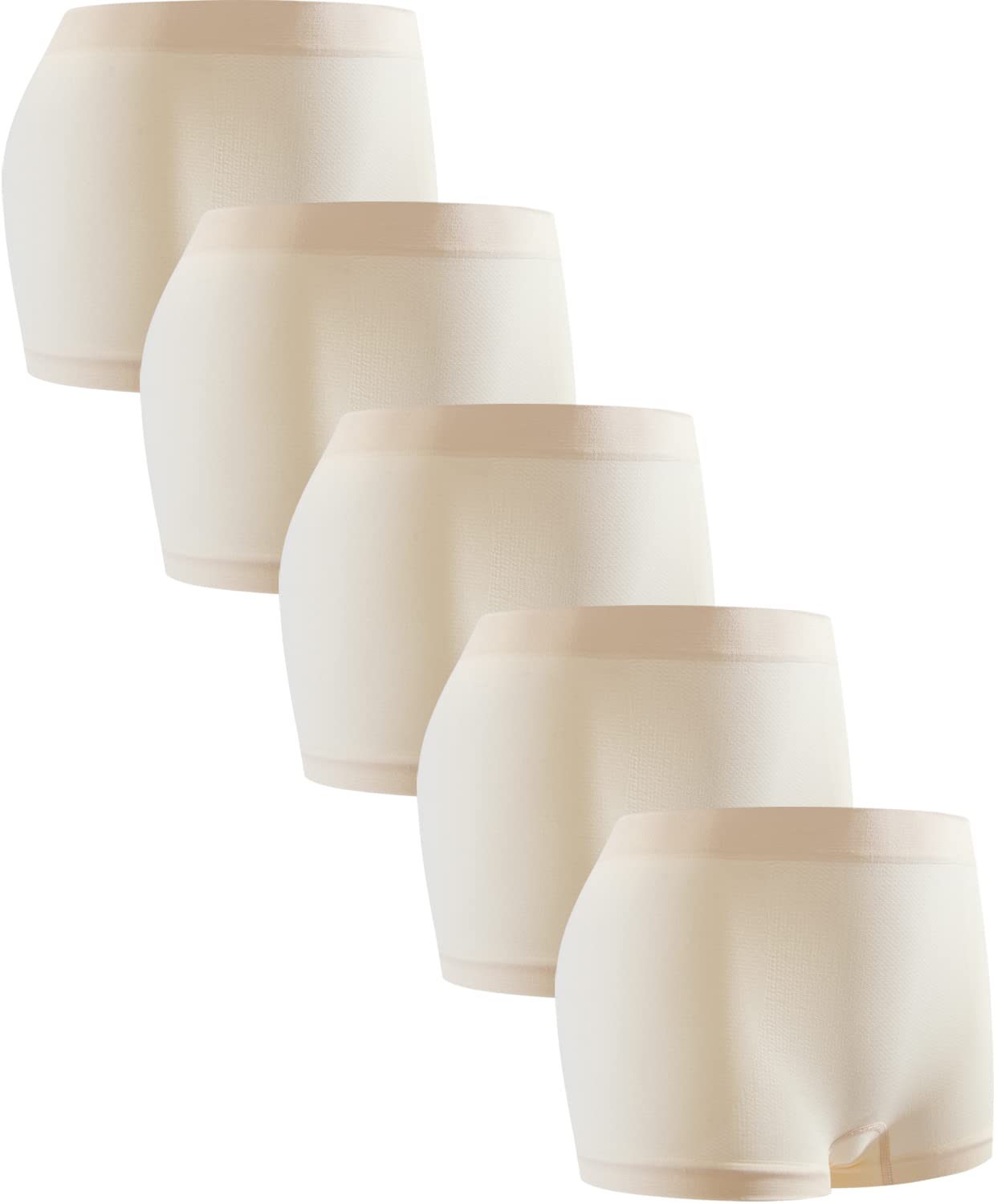 SAYCELI Womens Boy Shorts Underwear - No Show Seamless Boyshort Panties Stretch Boxer Briefs for Ladies Pack (Beige 5Pack S)