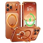 CASEKOO Cosmic Orange Glossy Stylish for iPhone 17 Pro Max Case [360 Spin Magnetic Stand][Fit for MagSafe][17FT Military Protection] Slim Polished for iPhone 17 Pro Max Case with Stand, Cosmic Orange