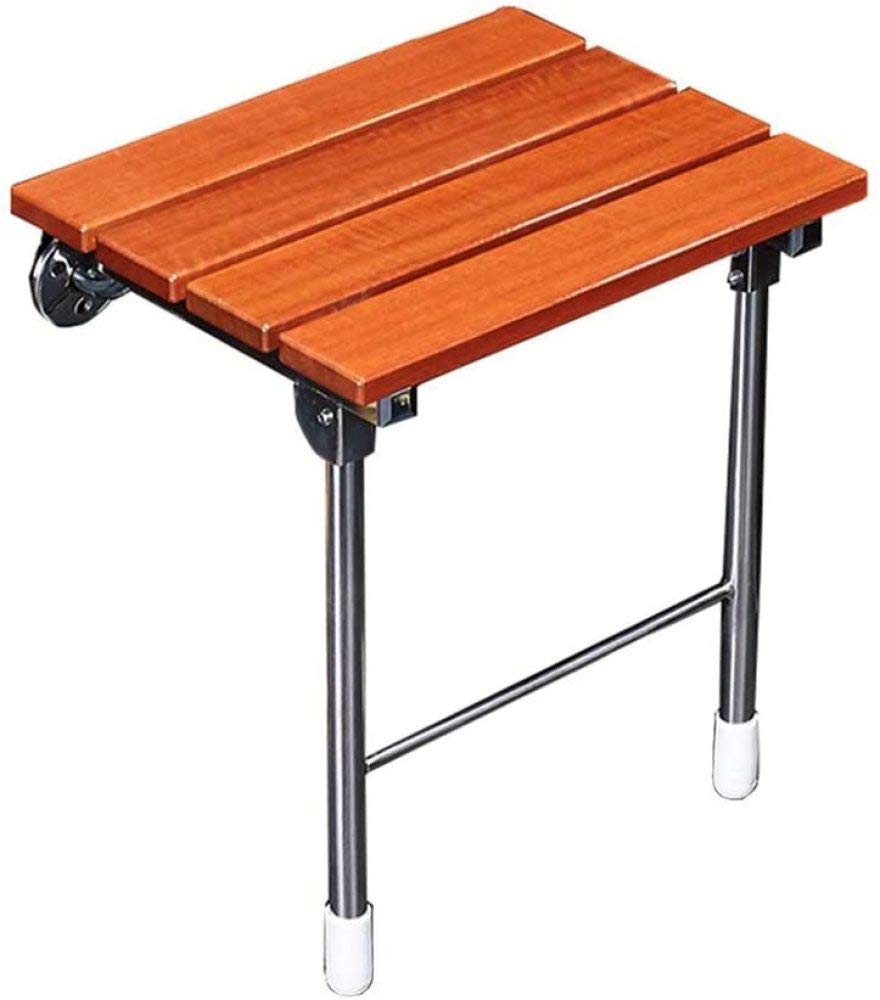Tabouret de Douche Pliant Mural en Bois et Inox Supportant 160 kg