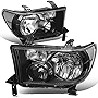 DNA MOTORING HL-OH-TT07-BK-CL1 Pair Black Housing Clear Corner Headlights Compatible with 07-13 Tundra / 08-17 Sequoia