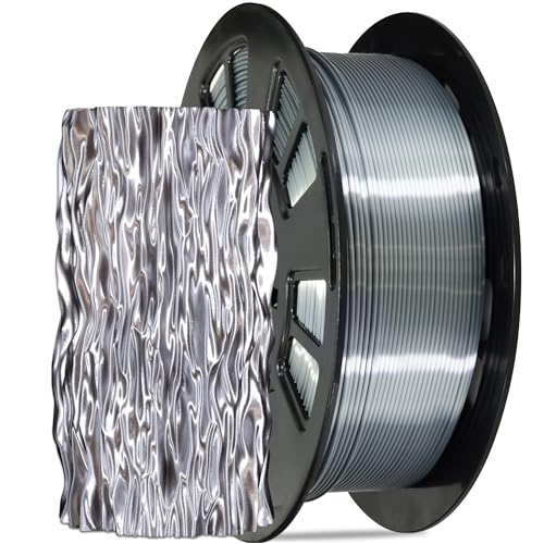 Image of Silk Sliver PLA Satin Shiny 3D Printer Filament, 1.75mm Diameter 1kg Spool 2.2lbs for FDM 3D Printers