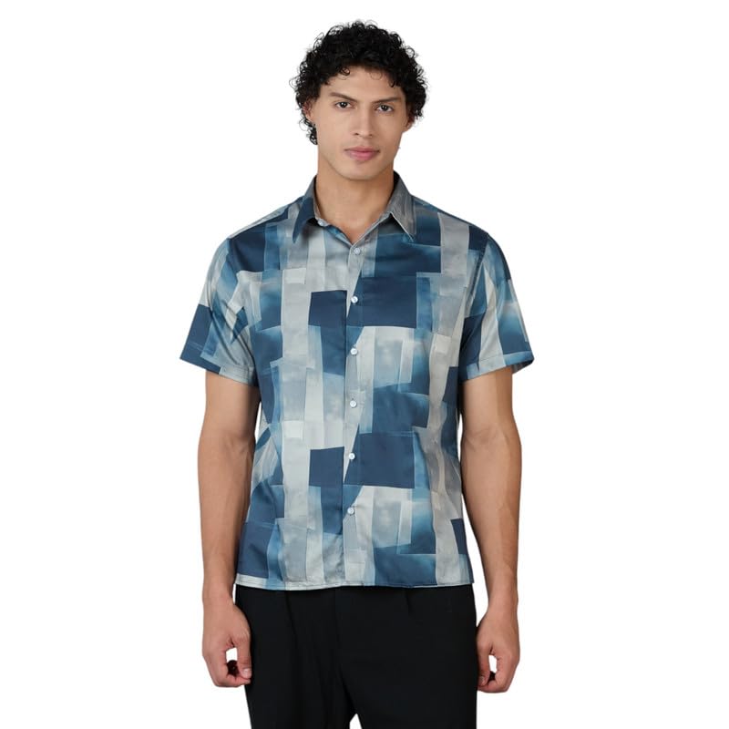 Image of MARK & ALBERT Men's 100% Cotton Printed Half Sleeves Regular Fit Shirt for Men