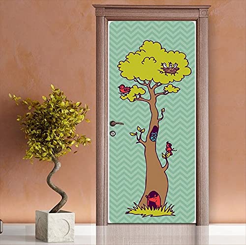 Homemania Autocollant Tree - Les Enfants - pour Le Salon, la Chambre - Multicolore en Vinyle, 90 X 210cm