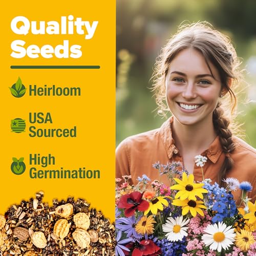 Image of HOME GROWN Midwest Wildflower Seeds Bulk Mix | 32,500+ Open Pollinated Perennial & Annual Flower Seed for Planting | 15 Varieties for Attracting Bees & Butterflies | 2 oz