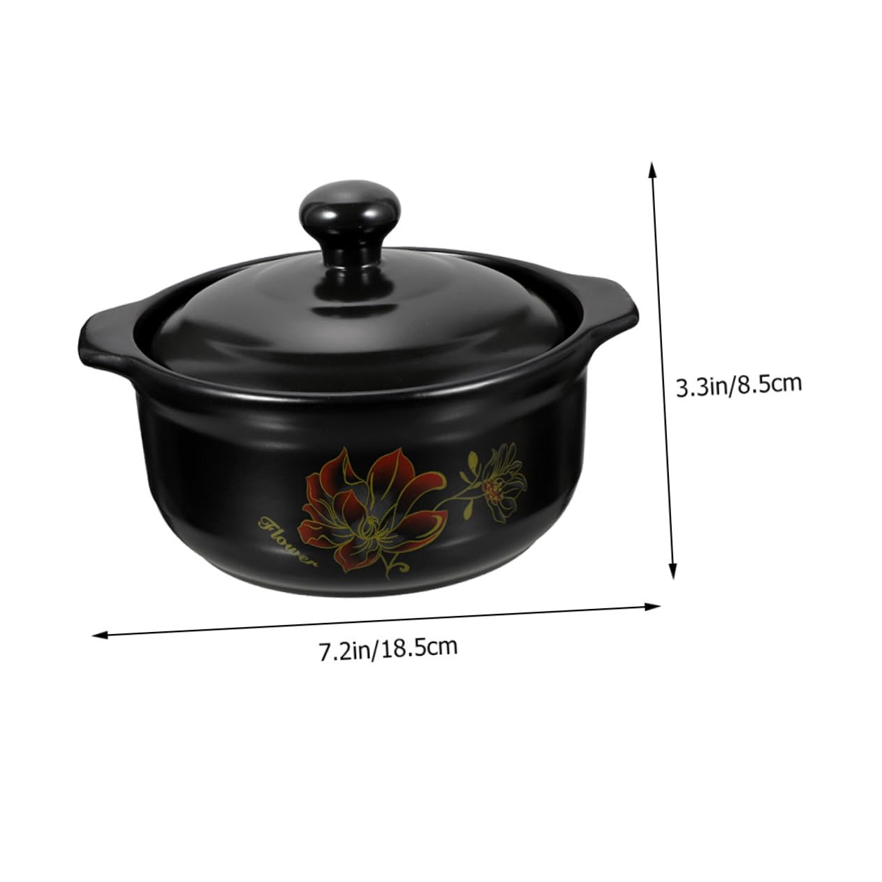 ULTECHNOVO Olla de Cerámica para Guisar Comida Tapa, Capacidad 1600ml, Ahorro de Energía y Doble Asa, Apta para Cocina Doméstica y Gas