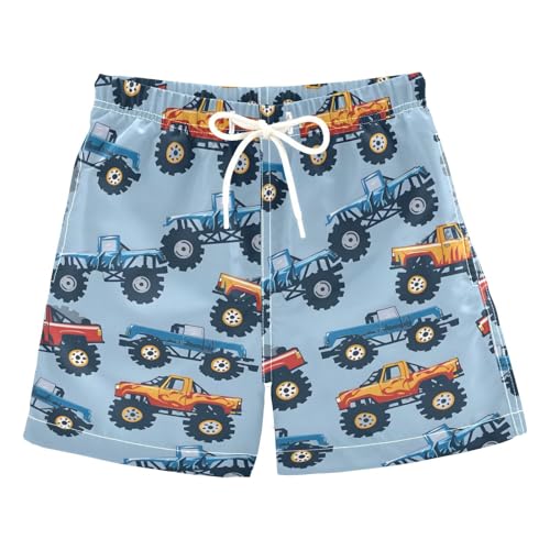 ALAZA Monster Truck Car Blue Boys' Swim Trunks Beach Shorts Quick Dry Swimsuit 8 Years