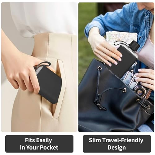 IDIDG Small Flask Cantimplora pequeña moderna con funda de silicona, botella portátil de viaje transparente de plástico Tritan sin BPA, 8.2 oz, color negro miniatura 5