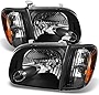 AKKON - For 2005 2006 Toyota Tundra Double | Crew Cab Black Headlights W/Corner Lights Left + Right Side Pair