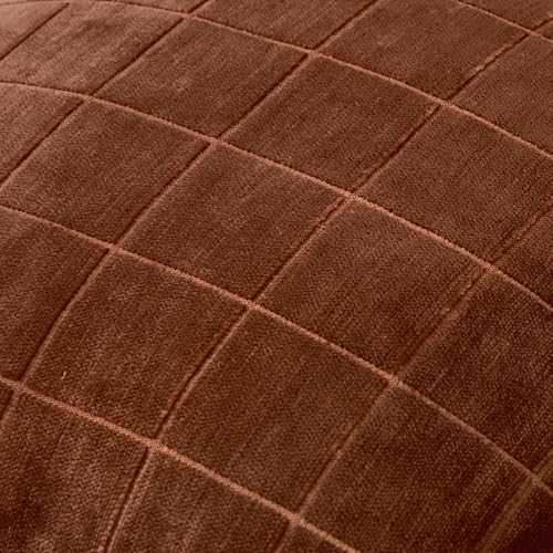 Image of MIULEE Burnt Orange Plaid Fall Decor Throw Pillow Covers 18x18 Set of 2 | Vintage Check Chenille Couch Pillows Boho Farmhouse Cushion Covers Modern Fall Home Decor for Sofa Bed Living Room