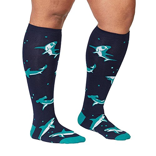 Sock It To Me Wide Calf STRETCH-IT Shark Attack Knee High Socks