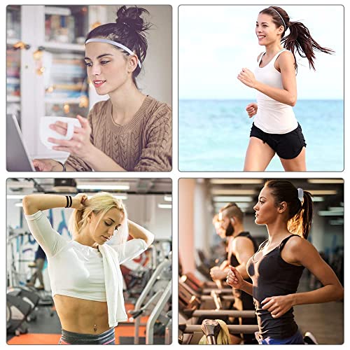 URAQT Sport Stirnbänder Unisex, 9 Stück Elastische Stirnbänder, Haarband Damen Dünn, Anti-Rutsch Thin Haarband/Kopfband für Damen und Herren (Schwarz Weiß Grau)