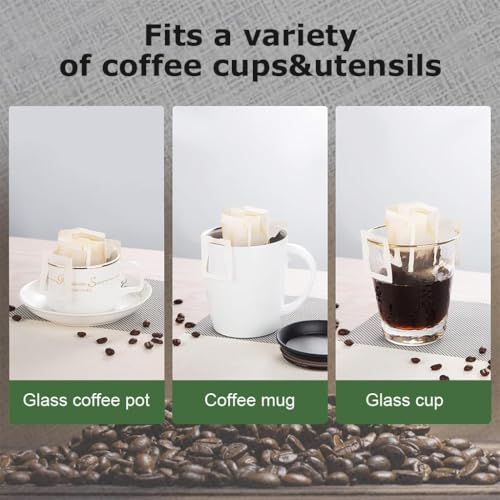 Image of 50 PCS Hanging Ear Drip Coffee Filter Bags - Portable Disposable Pour Over Coffee /Tea Filters, Japanese Non-Woven Fabric, Single Serve Travel Coffee Bags for Camping, Home & Office