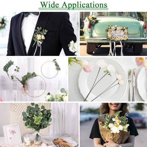Image of Dexpinzo 120 Pcs Mixed Artificial Eucalyptus Stems Flowers Bulk, 15 Kinds