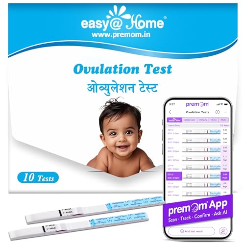 Image of Easy@Home Ovulation Test Kit for Women, 10 Pack LH Test Strips, Fertility Predictor for Pregnancy Planning, Ovulation Tracker Powered by Premom iOS and Android App