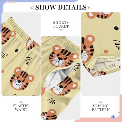 ZZXXB Lovely Tiger Print Boys Long Pants Soft Trousers Elastic Waist Kids Lounge Bottoms with Pockets S-XL4