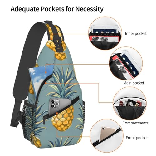 Bolso tipo bandolera con estampado de piña para mujer y hombre miniatura 4