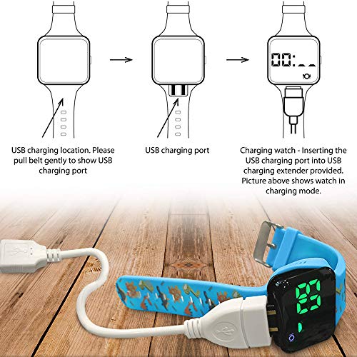 Potty Training Timer Watch With Flashing Lights And Music Tones - Water Resistant, Rechargeable, Dinosaur Pattern Colorful Band, Discreet, Smart Sensor, Potty Training Watch