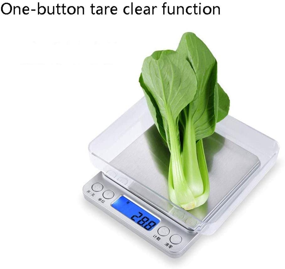 Balanza de Cocina, electrónica, para Alimentos de 3 kg con Panel Grande de 10,6 * 12,7 cm, de Acero Inoxidable, con precisión de 0,01 g y 4 Unidades de balanza Digital.,