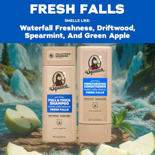 Dr. Squatch Full + Thick Men's Shampoo and Conditioner Set - For Fuller, Thicker-Looking Hair - Natural Shampoo and Conditioner for Men - Fresh Falls (11 fl oz, 2-Pack) - image 3