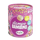 Aladine - Tampons Enfants Stampo Bambino - Coffret 8 Tampons Support Bois Durable Label FSC + Encreur Noir - Loisirs Créatifs dès 3 ans - Thème Princesse