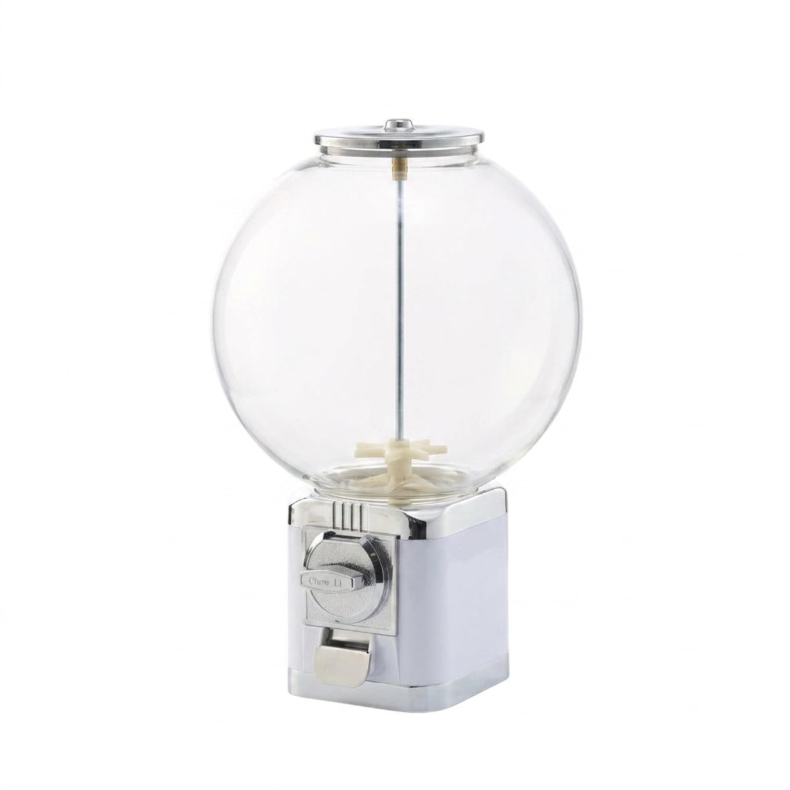Machine Enfant Distributeur Capsule Jouet Bonbon Balle sans Pièces avec Commande Frontale Sphère Transparente pour Suivre Le Remplissage, Blanc