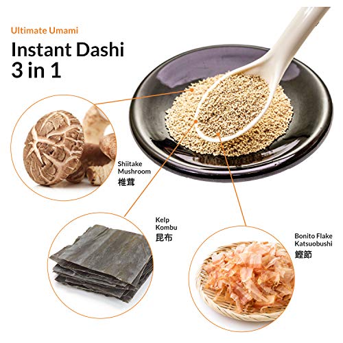 Tetsujin Umami Dashi Powder - 2.2 Lb (2 X 1.1Lb) - Instant Dashi Stock For Japanese Soup Base - 3 In 1 Dashi Granules Bonito Powder + Kombu Powder + Shiitake Mushroom Seasoning - Instant Dashi Powder For Miso Soup, Dashi Stock, Sauce Moto #TOP3