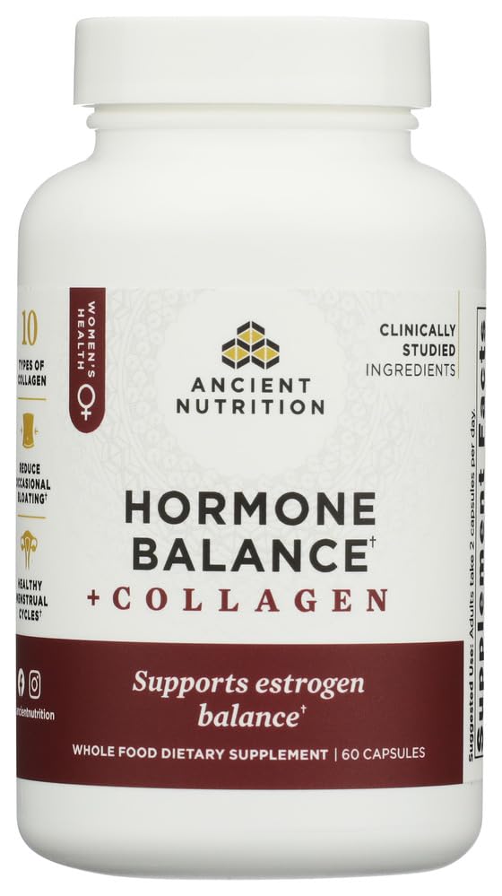 Ancient Nutrition Hormone Balance + Hydrolyzed Collagen Peptides Capsules