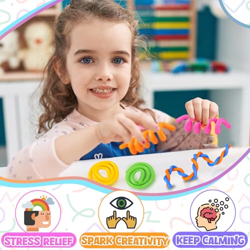 Fidget Toys Sensory Sticks for Kids: 12 Pack Sensory Toys for Kids with Autism Calming - Quiet Fidgets for Classroom Must Have - Creative Students Prizes Fun Party Favors Gifts - Image 5