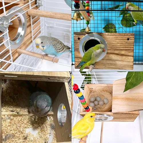 Image of kathson Parakeet Nesting Box,Wooden Budgie Breeding Mating Boxes,Parrots Nest House Hut for Cage,Bird Nesting Box for Lovebirds,Canary,Finch and Small Medium Birds, S